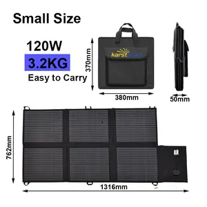 折叠太阳能电池板可折叠面板，适用于野营200w 100w，带电池12v充电器旅行移动充电套件