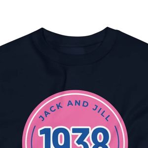 เสื้อสเวตเชิ้ตคอกลมลายกราฟิกสีน้ำเงินกรมท่าสำหรับผู้หญิง ปี 1938 แขนยาว ผ้าฝ้ายลำลอง สวมใส่ได้ทุกวัน แรงบันดาลใจจากแจ็คแอนด์จิล - Product Image 2