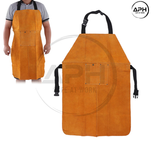 Tablier de soudeur en cuir de qualité supérieure, résistant à la chaleur, avec compartiments à outils, fermeture à sangles croisées, taille personnalisable - Product Image 5