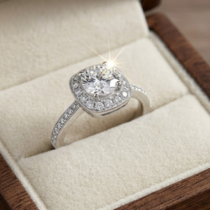 Anillo de Compromiso Solitario de Lujo en Oro Blanco de 14K |   Elegante Anillo de Compromiso con Diamante de Corte Redondo para Mujer, Diseño de Joyería para Boda - Product Image 3