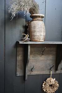 Greyed Reclaimed Wood Double <b>Coat</b> <b>Rack</b> Wall Mounted Organizer Handmade Rustic Living Room Hook Storage Farmhouse Interior Decor - Product Image 4