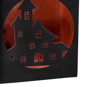 Nouveauté 2026 : Porte-bougie votif en métal avec motif ajouré Château – Décoration spéciale Halloween pour la maison et l'extérieur - Product Image 4