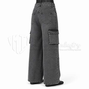 Jean Baggy Noir Délavé Personnalisé pour Homme, Coupe Ample Jambe Large, Pantalon en Denim Streetwear 100% Coton Épais Écologique OEM ODM - Product Image 5