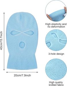 Masque Balaclava Unisexe Bleu Intégral Respirant Imperméable Extérieur Spandex Polyester Couleur Unie Décontracté Couvre-tête Adulte - Product Image 2