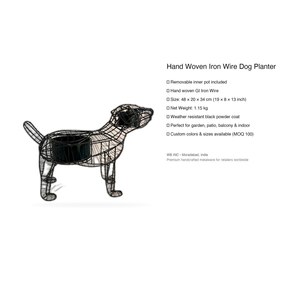 Hand Woven Iron Wire Dog Planter Black Powder Coated Removable Inner <b>Pot</b> Animal Garden Decor Plant <b>Pot</b> <b>Holder</b> for Balcony India - Product Image 5