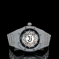 Montre-bracelet mécanique en acier inoxydable de qualité supérieure avec moissanite blanche glacée pour le bureau et les occasions spéciales