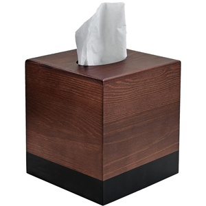 Luxury Two Tone Wooden <b>Cube</b> Tissue Box Cover Solid Wood Tissue Holder Decorative Napkin Dispenser Modern Tabletop Organizer - Product Image 1