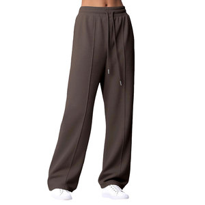 New Arrival Winter Wear Casual Loose Fit Sports Sweatpants Solid Color High Waist Wide Leg Women Breathable Baggy Sweatpants - Product Image 3