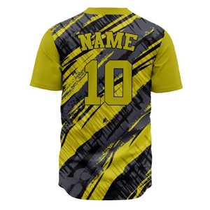Camiseta de Béisbol Personalizada para Hombre, Amarilla y Negra a Rayas, con Estampado Sublimado, Cierre de Botones, Manga Corta, Uniforme de Equipo 2026 - Product Image 2