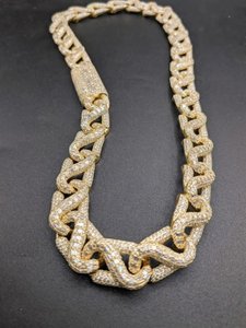 <b>Iced</b> <b>Out</b> Link <b>Chain</b> Necklace VVS Moissanite Baguette Diamond Miami <b>Chain</b> Hip Hop Jewelry For Men In 925 Silver - Product Image 3