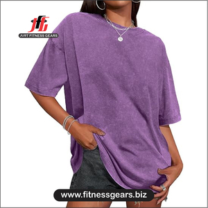 Women's O-Neck Short Sleeve T-Shirt Solid Blue Knitted Casual Wear Loose Eco-Friendly 100% Polyester Summer - Product Image 3