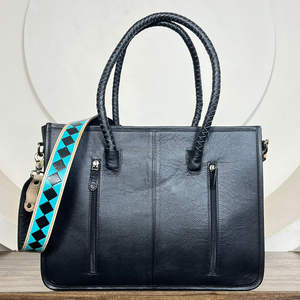 Sac à main en cuir à carreaux fait à la main, avec pierre turquoise, nouvelle tendance, sac fourre-tout en cuir de vache pour femmes - Product Image 5