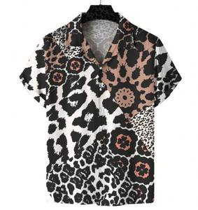 T-shirt pour homme, imprimé numérique, col cubain, mode personnalisée, haute qualité, vintage, manches courtes - Product Image 1
