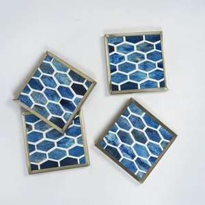 Creative Set of 4-Pcs Elegant Bone Inlay Coasters Modern Durable Coffee Wine Coaster for <b>Kitchen</b> <b>Accessories</b> Tabletop Decoration - Product Image 4