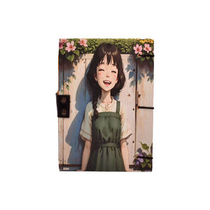 Vintage Handmade Anime Girl Journal <b>Leather</b> Lock Diary | Deckle Edge Paper Scrapbook Notebook Gift Journal for Daily Writing - Product Image 2
