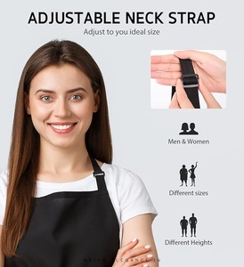 Tablier noir avec poches, style vêtement de travail, tissu tissé, coupe classique, couleur unie, unisexe, pour la cuisine - Product Image 3