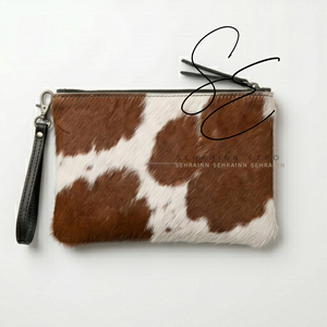 SEHRAINN Cowhide <b>Wristlet</b> Clutch Floral Embossed Leather Zipper Pouch Women's Vintage Handmade Bag All Seasons Daily Use - Product Image 4