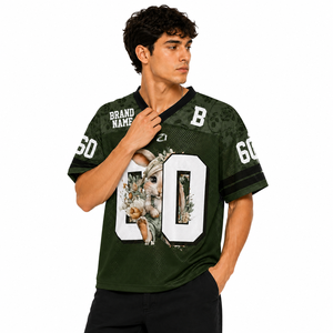 Camiseta Deportiva Oversize de Fútbol Americano con Diseño Floral-Vintage Personalizado de Conejo, Estilo Urbano, OEM, Sublimada, para Equipos - Fabricante - Product Image 4