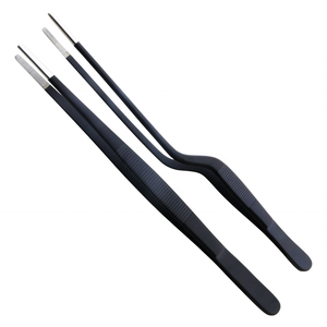 KOUNAIN 20.5cm PTFE-Coated Stainless Steel Offset Tweezers with Serrated <b>Tips</b> Non-Slip Grip Utensils for Food Preparation - Product Image 5