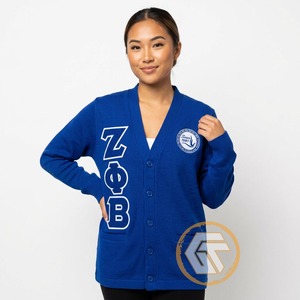 เสื้อไหมพรมอะคริลิกปักลาย Zeta Phi Beta แบบสั่งทำพิเศษ สำหรับฤดูหนาว ระบายอากาศได้ดี ป้องกันรอยยับ คอวี แขนยาว สำหรับผู้หญิง - Product Image 4