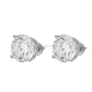 Pendientes de tuerca redondos con diamantes de moissanita VVS en capas con filas de piedras circulares, acabado en tono dorado para joyería de lujo - Product Image 2