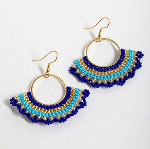 Pendientes de flecos con cuentas de colores arcoíris, estilo de borla larga con degradado, para mujer - Product Image 4
