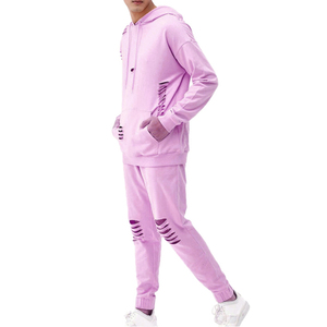 Best Premium High Quality Fashionable Breathable Spring Solid Pattern Distressed Tracksuit for <b>Men</b> Streetwear Comfortable - Product Image 1