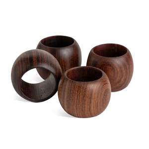 Anneaux de serviette en bois durables et écologiques pour une mise en scène de table éco-responsable, style rond design pour les fêtes et les banquets - Product Image 6