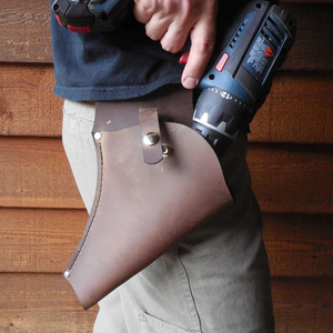 Étui pour perceuse en cuir véritable fait main, support portable pour perceuse, pochette à outils pour charpentier et électricien, durable, vente en gros - Product Image 2