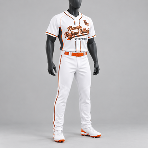 Maillot de baseball Khawaja Rafique Ullah Enterprises pour homme, blanc et bleu, imprimé par transfert thermique, manches courtes, coupe classique, 100 % polyester - Product Image 3