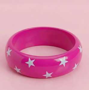 กำไลข้อมืออะคริลิคทรงกลมน่ารัก ลายเรขาคณิต สีฟ้าลายเป้าหมายสีขาว ของขวัญเครื่องประดับแฟชั่นสำหรับทุกเพศ - Product Image 5