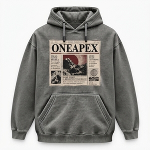 Sudadera con Capucha Gris Personalizada con Estampado Gráfico para Hombre, Ropa Casual Urbana, Sudadera con Capucha con Estampado de Periódico, Ropa al por Mayor OEM ODM - Product Image 4