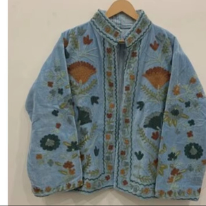 Top Product Wholesale Suzani Embroidered Velvet <b>Jacket</b> Women <b>Short</b> Winter Coat Button Bohemian Bomber <b>Jacket</b> Factory Price - Product Image 1