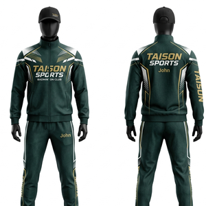 Mens Badminton Training Suit 290 GSM Soft Polyester Knitted Fabric Green Gold Panel Design Sportswear <b>Screen</b> Print Custom Logo - Product Image 5