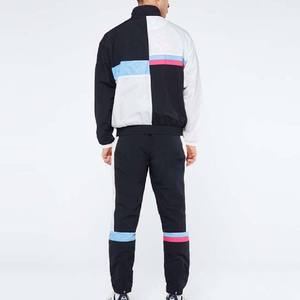 Men's Winter Hooded Black Track Pants <b>White</b> Side Stripe Color Blocking Design Elastic Waist Regular Fit Full Length Sporty Style - Product Image 2