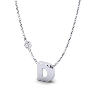 Pendentif lettre D avec breloque diamant rond, argent 925, moissanite, pendentif classique unisexe tendance - Product Image 3