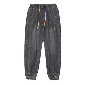 Pantalon en jean streetwear droit pour homme, multi-poches, décontracté, toutes saisons, 100% coton, coupe confortable, pantalon jogger en jean personnalisé - Product Image 1