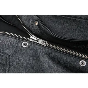 Premium Fashion Custom Genuine <b>Leather</b> Sleeveless Motorcycle Style Vest <b>Waistcoat</b> Reversible Zipper Closure <b>Men's</b> <b>Leather</b> Vest - Product Image 5