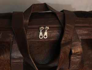 Sac de voyage week-end en cuir véritable de créateur avec fourrure LHODB-0122B - Product Image 5