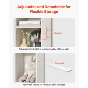 71\" Tall <b>Open</b> Bookcase 8 Tiers Narrow Bookshelf Height-Adjustable Freestanding Display <b>Storage</b> Floor Bookcase Made of Wood - Product Image 5