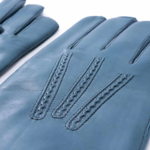 Gants élégants en cuir véritable bleu, écologiques, respirants, unis, doublés intérieurement, pour homme et femme, doux, pour l'hiver et l'extérieur - Product Image 5