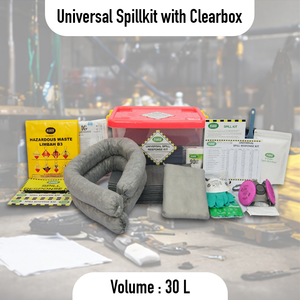 Kit de Derrames Universal Portátil de 30L con Caja Transparente |   Kit de Respuesta a Derrames de Emergencia para Absorción de Petróleo, Combustible, Agua y Productos Químicos - Product Image 2