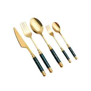 Juego de cubiertos de acero inoxidable de calidad deluxe, diseño moderno, mango de madera natural, juego de cubiertos para uso en el hogar, cocina y restaurante. - Product Image 4