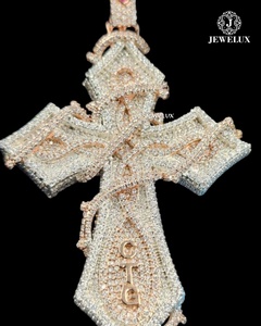 Colgante de Cruz de Plata 925 Chapado en Oro de Lujo Estilo Hip Hop, Pieza Destacada de Proveedor Indio - Product Image 1
