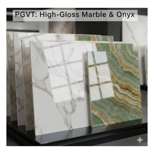 Polished Glazed Vitrified <b>Tiles</b> (PGVT) Green Onyx High-Gloss Marble Ready for Export Ceramic Porcelain <b>Tiles</b> 600x600 mm - Product Image 1