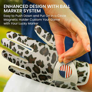 White <b>Leopard</b> <b>Print</b> Golf <b>Glove</b> for Women Right Hand Non-Slip Hook And Loop Closure Microfiber Leather Sports <b>Gloves</b> - Product Image 5