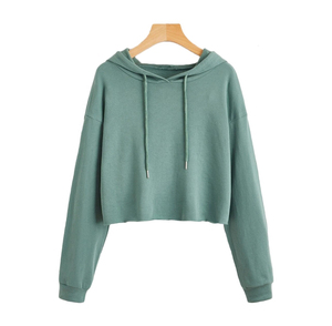 <b>Women's</b> <b>White</b> Cropped <b>Hoodie</b> Regular Fit Casual Winter Wear 100% Cotton Fleece Knitted Breathable Eco-friendly Lightweight - Product Image 4