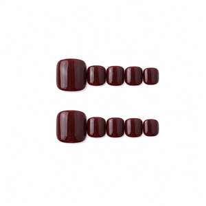 Uñas acrílicas brillantes de color sólido de almendra prediseñadas con estilo de diseño Merlot oculto - Product Image 1