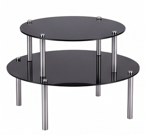 Support de service à étages en acrylique noir avec pieds en acier inoxydable, présentoir rond à 3 niveaux pour table de salle à manger, cuisine, restaurant - Product Image 2