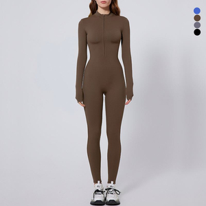 <b>Women's</b> Long Sleeve Jumpsuit Athletic Compression <b>Romper</b> Front Zip Full Body Shaper Yoga Fitness One Piece Bodysuit 2026 - Product Image 6